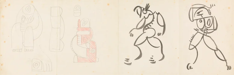 Two Dancing Figures and Five Studies for a Mother and Child Grouping