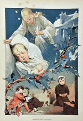 The angel of Christmas. Illustration by Jean Geoffroy (1853-1924) Engraving of 1887 in 