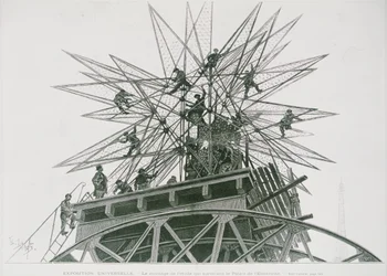 Universal Exposition of 1900: Installation of the Star on Top of the Palace of Electricity