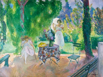 Two Women in a Garden in Summer