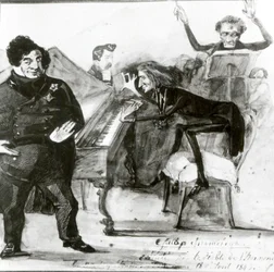Galop Chromatique Caricature of Luigi Lablache, Franz Liszt at the piano and Francois Habeneck