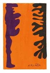 Black and Violet Arabesques on an Orange Background