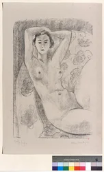 Seated Nude in an Armchair with Floral Decor