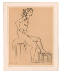 Seated Female Nude, One Foot on a Stool