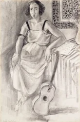 Woman Sitting with a Guitar