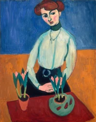Young Woman with Tulips
