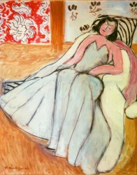 Young Woman with White Fur Coat