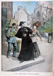 A Catholic Priest is Stabbed by a Woman on the Street, France, 1897