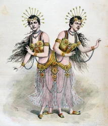 Rosa and Josepha Blazek, Siamese twins from Bohemia, 1891