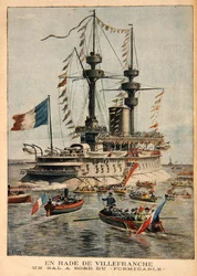 Villefranche Harbour, a ball on board the Formidable, illustration from Le Petit Journal, engraved by P.H.G.V. Michel, 1st March 1896