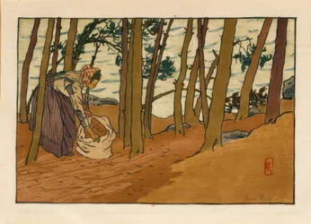 Woman Collecting Pine Needles (Banks of the Trieux, Loguivy)