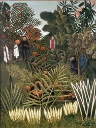 Exotic Landscape with Monkeys and a Parrot