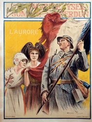 The Dawn: propaganda poster during the First World War with two women representing Alsace and Lorraine (Alsace-Lorraine)
