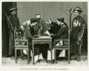 Chinese letters from the French residence in Hanoi. Engraving by Thiriat, after a photograph, to illustrate the story 