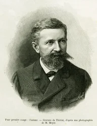 Portrait of the author: Charles Grad, German politician, writer and naturalist. Engraving by Thiriat, to illustrate the story 