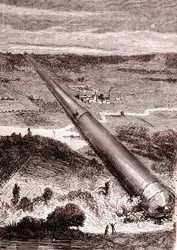 The giant space gun from J. T. Maston, "From the Earth to the Moon" by Jules Verne