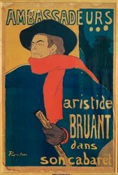 Aristide Bruant, Singer and Composer, on a Poster Announcing His Performance at the Elegant Night-Club Les Ambassadeurs on the Champs Elysees