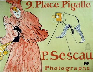Advertising for photographer P. Sescau, 9 Place Pigalle in Montmartre