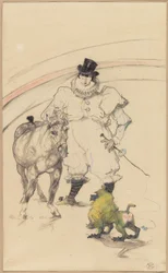 At the Circus: Trained Pony and Baboon