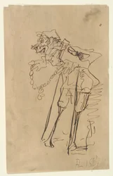 Caricature of a Soldier Holding a Decoration
