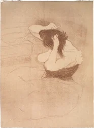 Woman Combing Her Hair, the Hairstyle