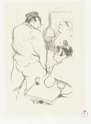 Two Women and Man in Brothel