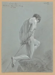 Kneeling Male Nude, Seen from the Side (1st Prize 1809)