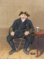 Portrait of Greenwich Pensioner, seated with clay pipe and tankard