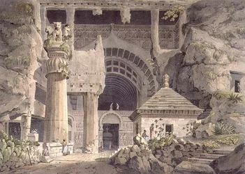 Ancient Excavations at Carli, Plate XIV, Engraved by Daniel Havell 1809