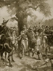 St. Edmund Slain by the Danes, 870 AD, illustration from 