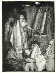 A Rabbi Reading the Scroll of the Law