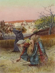 Gleaners in the Field (color lithograph)