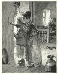 Statutes and laws on doorpost of Jew