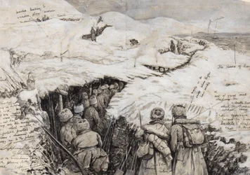 Galicia, Russian Troops in Snow-Clad Hills, 13 March 1916