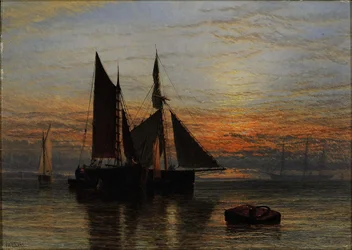 Shipping on a Calm Sea at Dusk