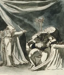 An Old Woman Wearing a Rosary Cursing a Seated Man; Possibly Queen Margaret Cursing the Duke of Gloucester
