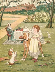 The Princess and Her Pets (color lithograph)