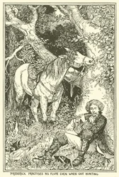 Frederick Practices His Flute Even When Out Hunting
