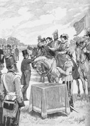 The Queen Presiding at the First Distribution of the Victoria Cross, c. 1890