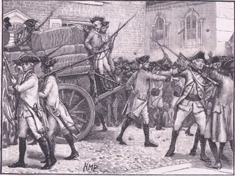 Troops Escorting the Stamped Paper to City Hall, New York AD 1765