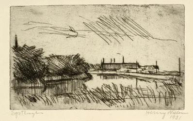 Landscape with Stream and Houses