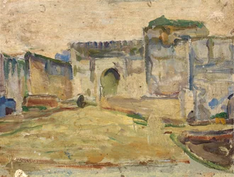 Street Scene, Tangier Crenelated Architecture, ca. 1910