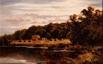 Harvesters in a Field by a River
