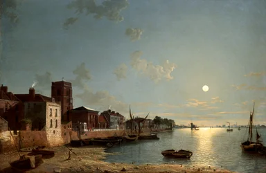 Cheyne Walk in Chelsea, by Moonlight