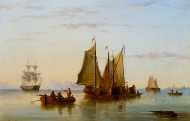 Fishing Boats and Other Vessels on the Scheldt near Rotterdam