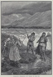 Peasants threshing out grain on the ice