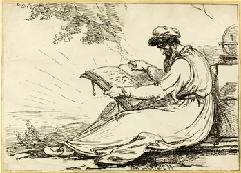 Oriental with a Beard, Reading a Book