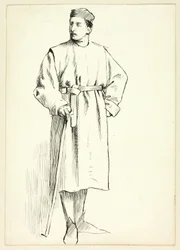 Standing Man Holding Stick, Hand on Hip