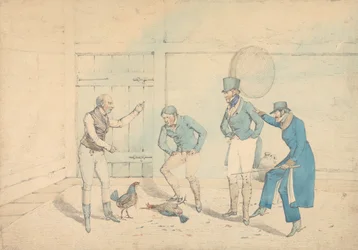A Cock-fight Watched by Four Men in an Out-House: The Death, Engraved as Plate 40 in "The National Sports of Great Britain"