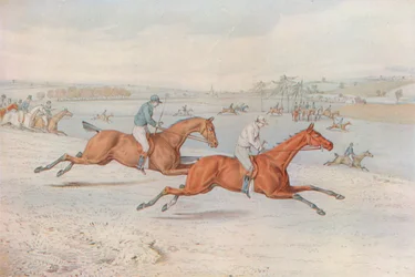A Steeplechase: The Start. Off they Go - with white for choice